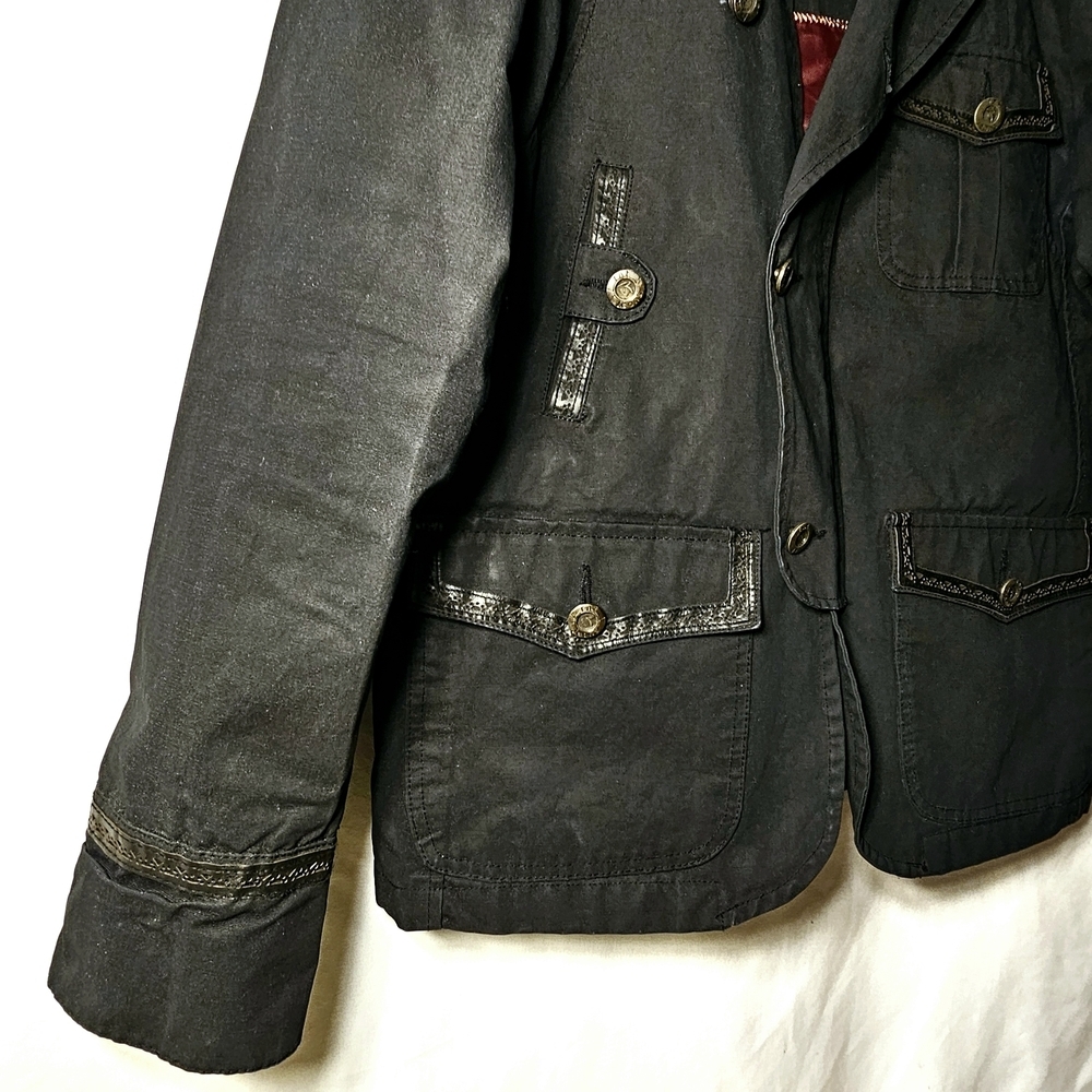 rnt23 Ron Tomson Urban Outdoor Wear Mens Y2K 90's Black Denim Jacket XXL - Picture 7 of 16